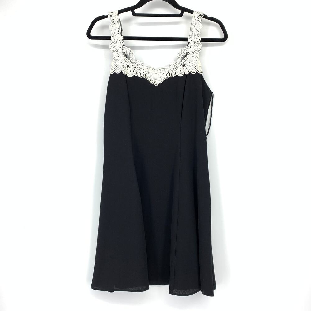 Jump Apparel Mini Dress Womens S Black Lace Trim A-Line Sweetheart Vintage